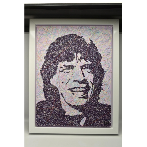 323 - JIM DOWIE (BRITISH CONTEMPORARY) 'MICK JAGGER', a portrait of the Rolling Stones frontman, signed bo... 