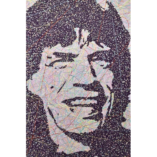 323 - JIM DOWIE (BRITISH CONTEMPORARY) 'MICK JAGGER', a portrait of the Rolling Stones frontman, signed bo... 