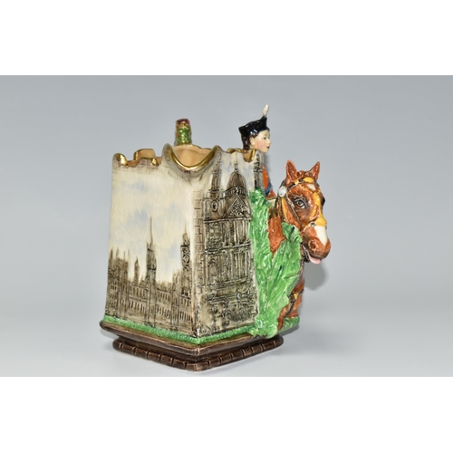 327 - A BURLEIGH WARE RELIEF MOULDED JUG COMMEMORATING THE CORONATION OF HER MAJESTY QUEEN ELIZABETH II, m... 