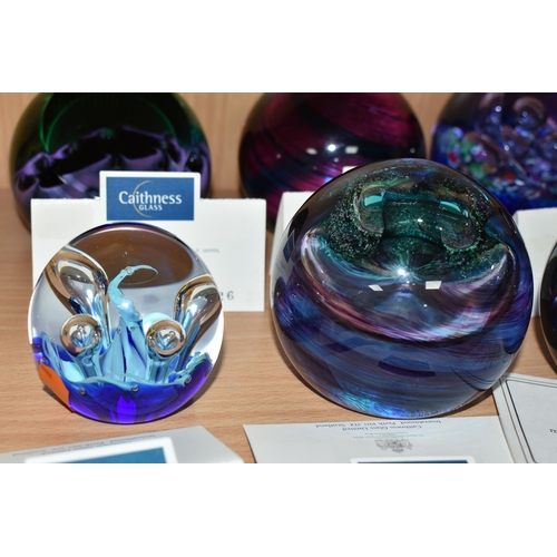 331 - EIGHT CAITHNESS GLASS PAPERWEIGHTS, five are limited editions, comprising 'Flower of Scotland', unli... 