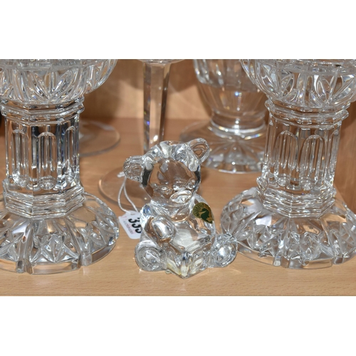 333 - SIX PIECES OF WATERFORD CRYSTAL, comprising a pair of Millennium collection toasting goblets, a Lism... 