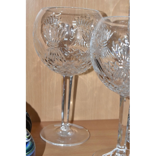 333 - SIX PIECES OF WATERFORD CRYSTAL, comprising a pair of Millennium collection toasting goblets, a Lism... 