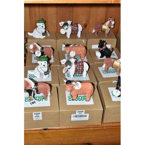 381 - TWELVE BOXED ENESCO 'COUNTRYSIDE COUTURE' FIGURES, comprising two each of Douglas the Highland cow n... 