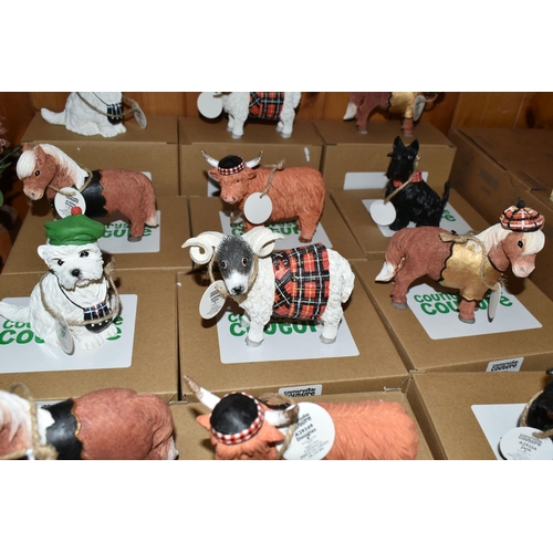 381 - TWELVE BOXED ENESCO 'COUNTRYSIDE COUTURE' FIGURES, comprising two each of Douglas the Highland cow n... 