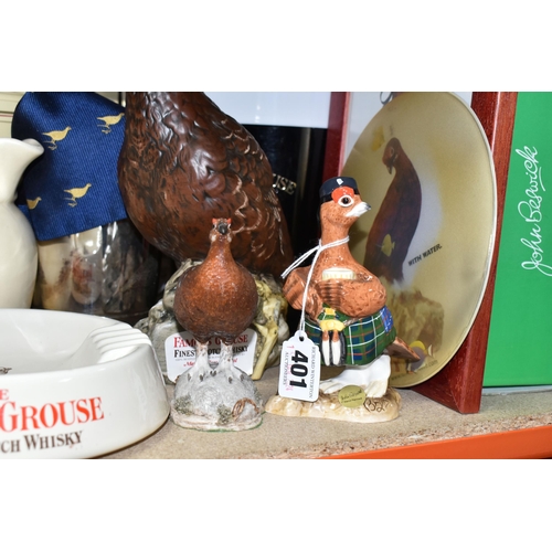 401 - BREWERIANA: A LARGE COLLECTION OF THE FAMOUS GROUSE 'FINEST SCOTCH WHISKY' GLASSES, JUGS AND ASHTRAY... 