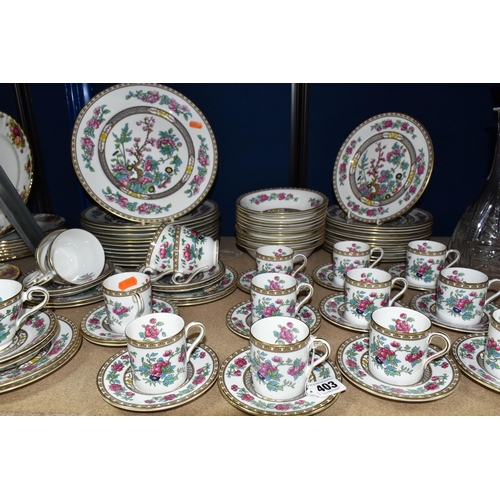 403 - A QUANTITY OF AYNSLEY 'INDIAN TREE' PATTERN COFFEE AND DINNERWARE, comprising twelve dinner plates, ... 