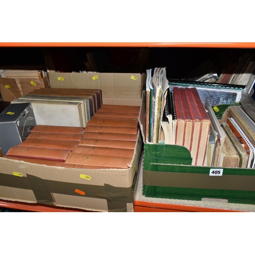 405 - FIVE BOXES AND LOOSE BOOKS AND EPHEMERA to include a large number of music scores, newspaper and mag... 