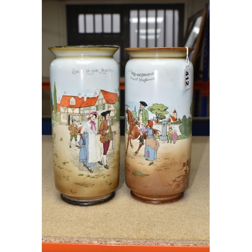 412 - TWO BURLEIGH WARE VASES, comprising 'The Bailiff's Daughter Of Islington' and 'Sally In our Alley', ... 