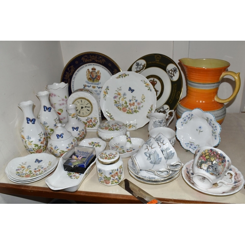 391 - A COLLECTION OF CERAMICS, to include a large orange and grey Shelley jug, height 23cm, a Royal Doult... 