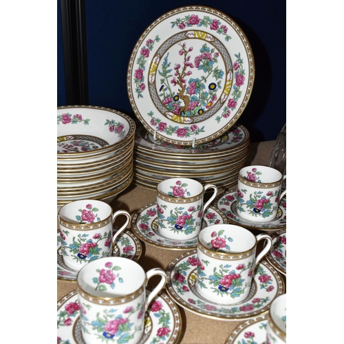 403 - A QUANTITY OF AYNSLEY 'INDIAN TREE' PATTERN COFFEE AND DINNERWARE, comprising twelve dinner plates, ... 