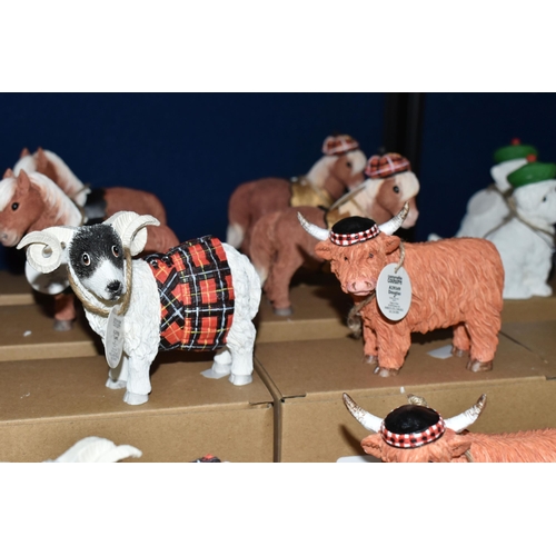 416 - TWELVE INDIVIDUALLY BOXED BORDER FINE ARTS 'COUNTRYSIDE COUTURE' ENESCO FIGURINES, comprising Scotti... 