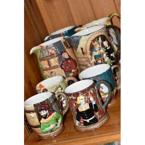 454 - A GROUP OF BESWICK JUGS AND MUGS, eight literary themed pieces comprising four jugs: Hamlet no 1146,... 