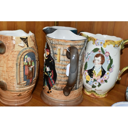 454 - A GROUP OF BESWICK JUGS AND MUGS, eight literary themed pieces comprising four jugs: Hamlet no 1146,... 