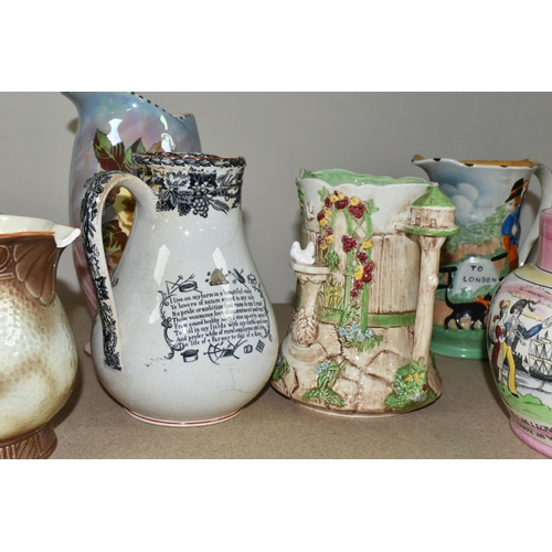 469 - A GROUP OF JUGS AND A TANKARD, comprising a Falcon Ware 'Cavalier' tankard (crazing and possible hai... 