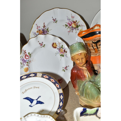 473 - A GROUP OF CERAMICS, GLASS AND CHALKWARE, to include a Royal Crown Derby 'Royal Antoinette' side pla... 