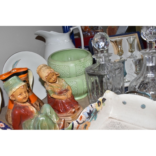 473 - A GROUP OF CERAMICS, GLASS AND CHALKWARE, to include a Royal Crown Derby 'Royal Antoinette' side pla... 