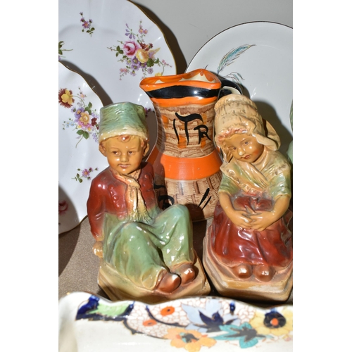 473 - A GROUP OF CERAMICS, GLASS AND CHALKWARE, to include a Royal Crown Derby 'Royal Antoinette' side pla... 