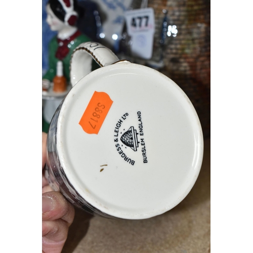 477 - A GROUP OF BURGESS & LEIGH BURLEIGH WARE, comprising a vase in the form of a bottle kiln, 'The Sherr... 