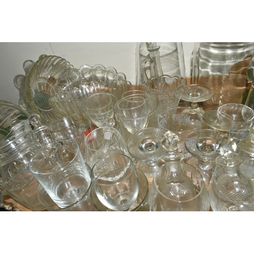 481 - THREE BOXES OF GLASS WARE, to include two red Whitefriars bowls with controlled bubbles, crystal dri... 