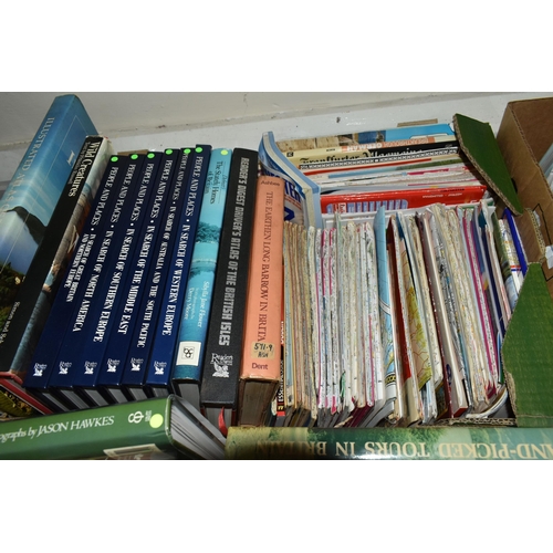 482 - FIVE BOXES OF BOOKS containing approximately 120 miscellaneous titles in hardback and paperback form... 