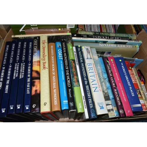 482 - FIVE BOXES OF BOOKS containing approximately 120 miscellaneous titles in hardback and paperback form... 