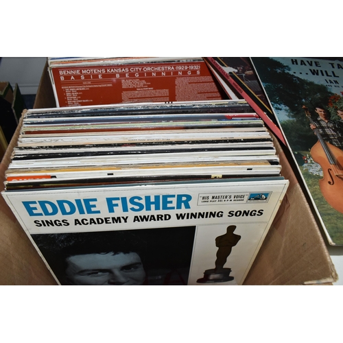 483 - TWO BOXES OF RECORDS, to include approximately ninety LPs, artists to include Simon & Garfunkel, The... 