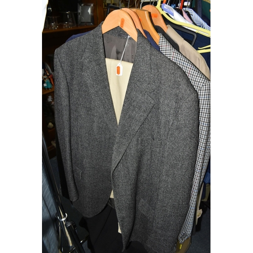 487 - A SMALL QUANTITY OF LADIES AND GENTS CLOTHING ETC, comprising a Berketex size 10 wedding dress, Eres... 