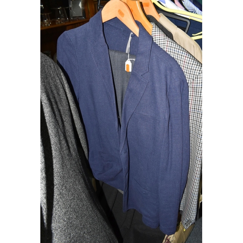 487 - A SMALL QUANTITY OF LADIES AND GENTS CLOTHING ETC, comprising a Berketex size 10 wedding dress, Eres... 