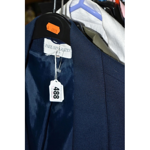 488 - A SMALL QUANTITY OF LADIES AND GENTS CLOTHING ETC, to include a Ladies George green leather jacket -... 