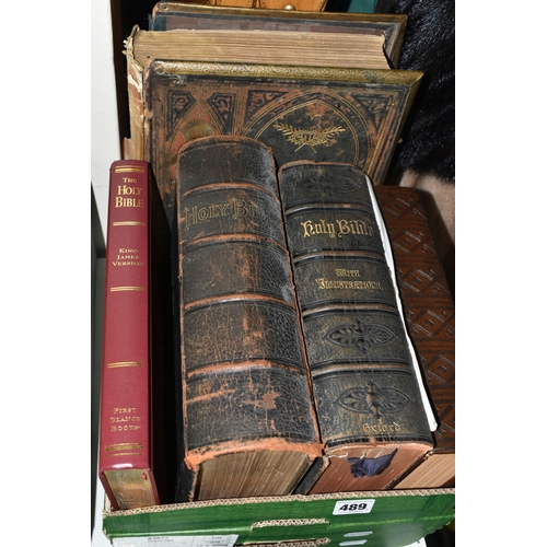 489 - FIVE ANTIQUARIAN RELIGIOUS BOOKS comprising Fleetwood's Life of Christ, leather bound, brass clasped... 
