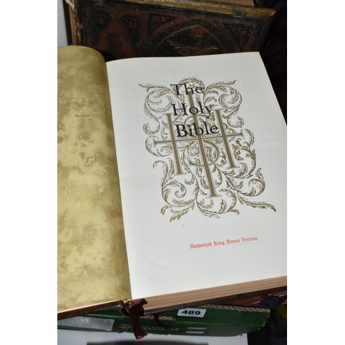 489 - FIVE ANTIQUARIAN RELIGIOUS BOOKS comprising Fleetwood's Life of Christ, leather bound, brass clasped... 