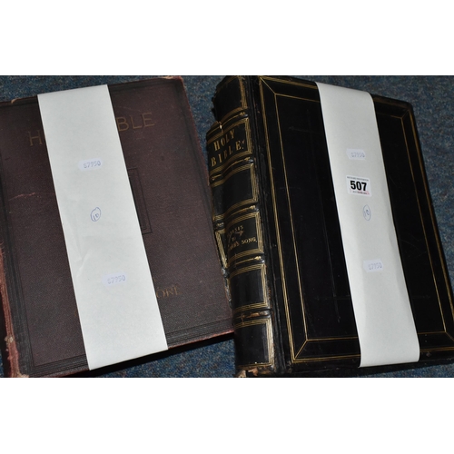 507 - TWO ANTIQUARIAN BIBLES, circa 1880s, both with illustrations by Gustave Dore