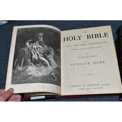 507 - TWO ANTIQUARIAN BIBLES, circa 1880s, both with illustrations by Gustave Dore