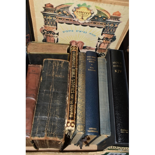 514 - ONE BOX OF RELIGIOUS BOOKS containing approximately thirty-three titles, mostly Bibles dating from t... 