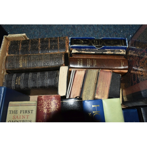 514 - ONE BOX OF RELIGIOUS BOOKS containing approximately thirty-three titles, mostly Bibles dating from t... 