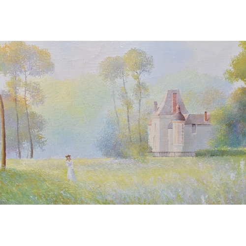 533 - KEN (K B) HANCOCK (BRITISH 1925-2014) 'COUNTRY HOUSE WITH KATE', a French impressionist style landsc... 