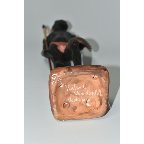 545 - AN AUSTRALIAN MID-CENTURY PIETER VAN DER HELDER ABORIGINAL FIGURE,  a slip cast ceramic figure of a ... 