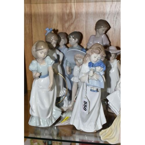 550 - A GROUP OF NAMED PORCELAIN FIGURINES, comprising Royal Doulton figures 'Paula' HN 3234 and 'Carol' H... 