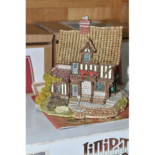 552 - TWELVE LILLIPUT LANE SCULPTURES, mostly boxed with deeds, comprising three from the North, Micklegat... 