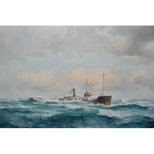 566 - KEN (K B) HANCOCK (BRITISH 1925-2014) A FISHING TRAWLER IN A SWELL, inspired by the John Masefield p... 