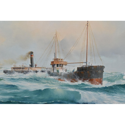 566 - KEN (K B) HANCOCK (BRITISH 1925-2014) A FISHING TRAWLER IN A SWELL, inspired by the John Masefield p... 