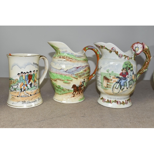 460 - A GROUP OF CROWN DEVON JUGS AND TANKARDS, jugs comprising I Love a Lassie (no musical movement, end ... 