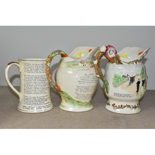 460 - A GROUP OF CROWN DEVON JUGS AND TANKARDS, jugs comprising I Love a Lassie (no musical movement, end ... 