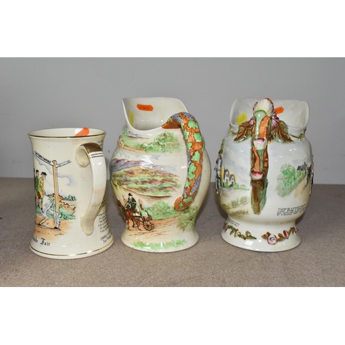 460 - A GROUP OF CROWN DEVON JUGS AND TANKARDS, jugs comprising I Love a Lassie (no musical movement, end ... 