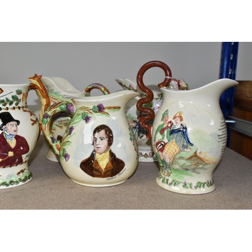 460 - A GROUP OF CROWN DEVON JUGS AND TANKARDS, jugs comprising I Love a Lassie (no musical movement, end ... 