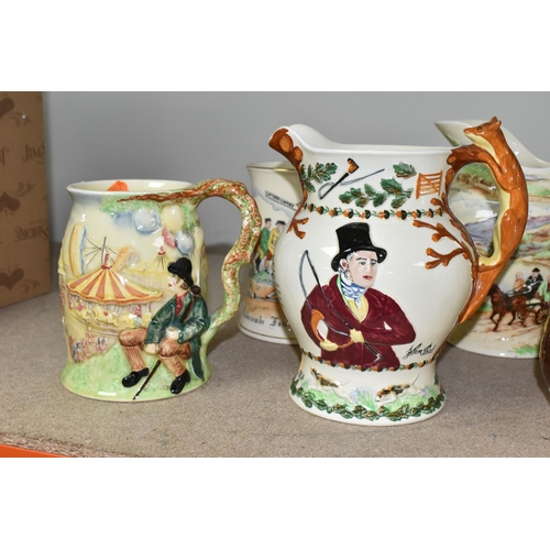 460 - A GROUP OF CROWN DEVON JUGS AND TANKARDS, jugs comprising I Love a Lassie (no musical movement, end ... 