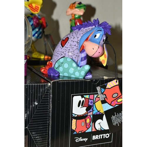 478 - FOUR BOXED ENESCO DISNEY BRITTO FIGURES, comprising Eeyore no 4050481, Peter Pan no 4056846 (head br... 