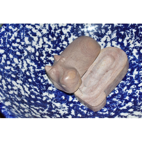 484 - A BOX AND LOOSE CERAMICS, PICTURES, LAMPS AND SUNDRY ITEMS, to include Honiton pottery animal money ... 