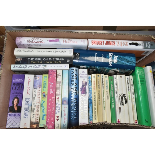 587 - FIVE BOXES OF BOOKS containing over 120 miscellaneous titles in hardback and paperback formats, subj... 