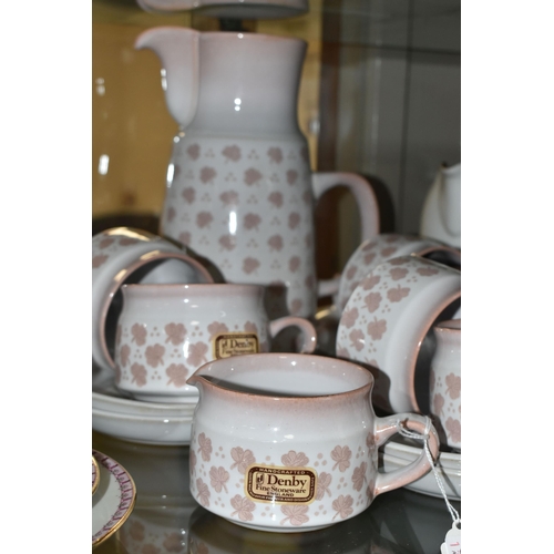 606 - DENBY TEA AND DINNER WARES ETC, to include Falling Leaves pattern coffee pot, six cups and saucers, ... 